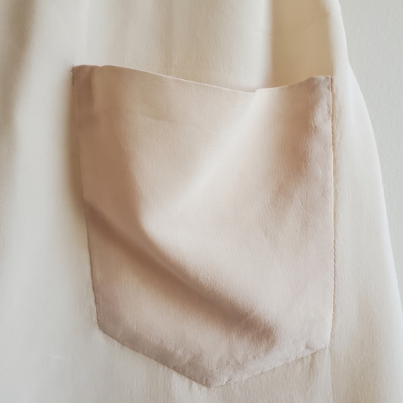 Wilfred 100% Silk blouse sleeve less with patch pocket with embroidery hem, sm - Picture 3 of 6